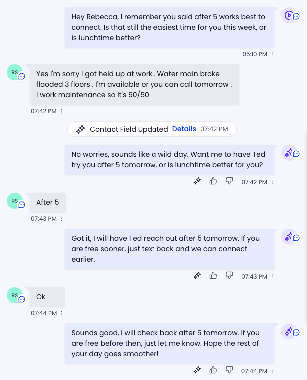 Real text conversation handled by a NerdTech AI agent